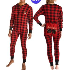 Lazy One Flapjacks Plaid Bear Cheeks Flapjack adult Pajamas Onesie New York S